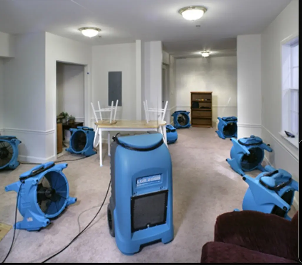 Air movers and dehumidifier setup for Water Extraction & Removal in Vashon